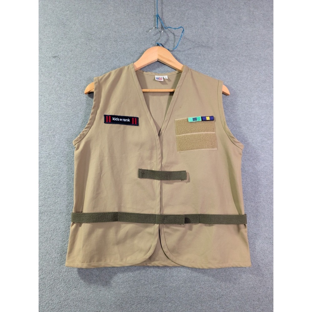 Vintage Kids Rank Uniform Vest Youth Large Khaki Role Play Costume Made USA